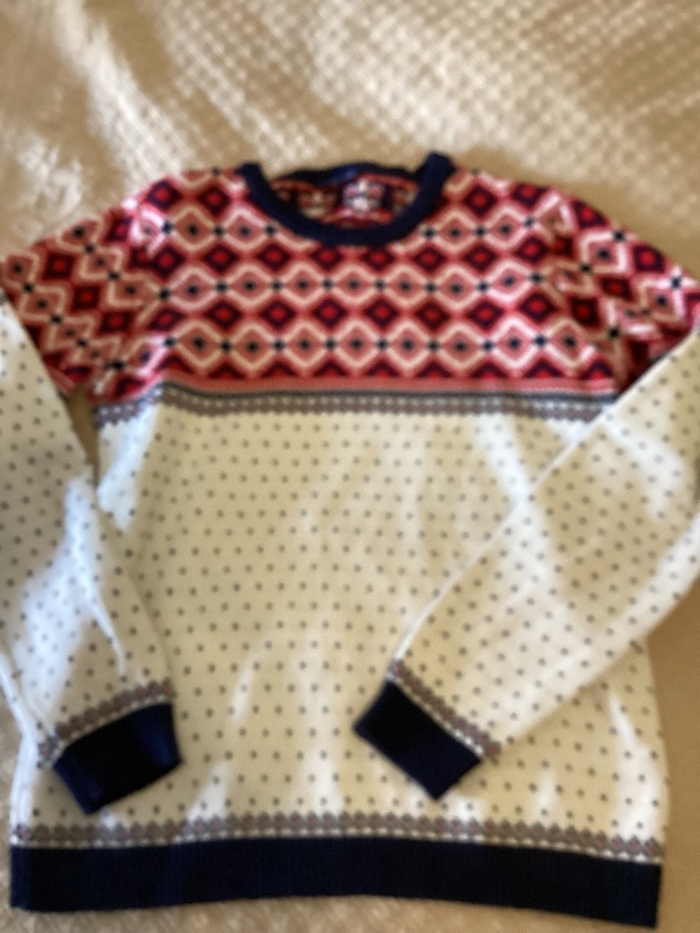 Janie and Jack boys size 16 relaxed fit red and cream fair isle sweater